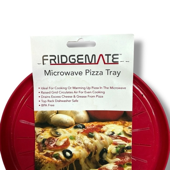 Fridgemate Pizza Reheating Microwave Trays 2 Piece Set Round Red New Merchandise - Picture 6 of 14